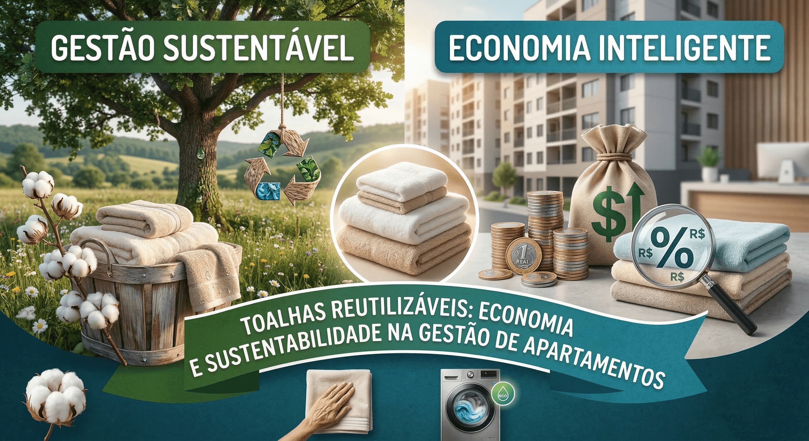Toalhas reutilizáveis: economia e sustentabilidade na gestão de apartamentos por temporada